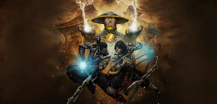 Mortal Kombat, Raiden (Mortal Kombat), Scorpion (Mortal Kombat), Sub-Zero (Mortal Kombat), HD wallpaper