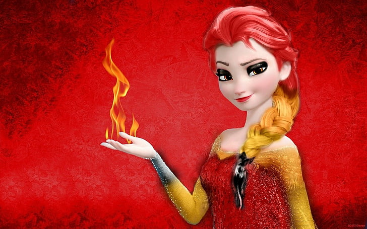 Film, Beku, Elsa (Beku), Api, Wallpaper HD