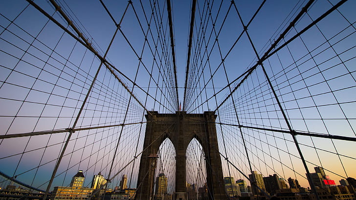 جسر بروكلين في نيويورك ، الولايات المتحدة الأمريكية ، بروكلين ، بريدج ، نيويورك ، الولايات المتحدة الأمريكية، خلفية HD