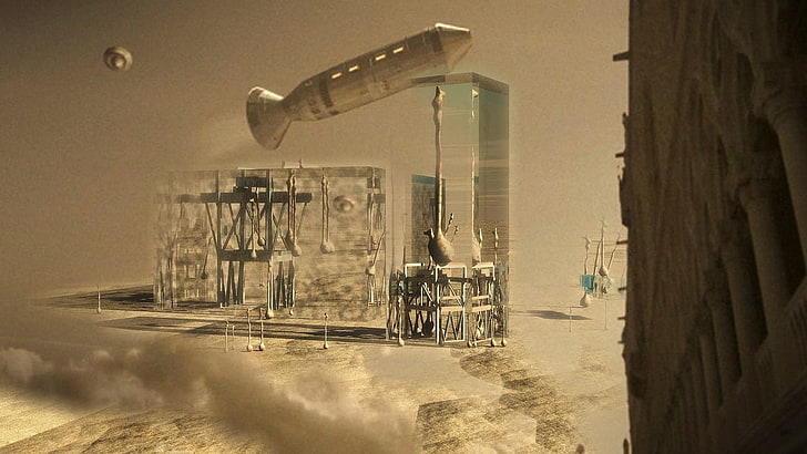 Ilustración de nave espacial gris, arte de fantasía, Fondo de pantalla HD