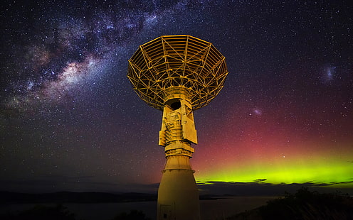 Radio Telescope Stars Night Galaxy Milky Way HD, nature, nuit, étoiles, galaxy, way, laiteux, télescope, radio, Fond d'écran HD HD wallpaper