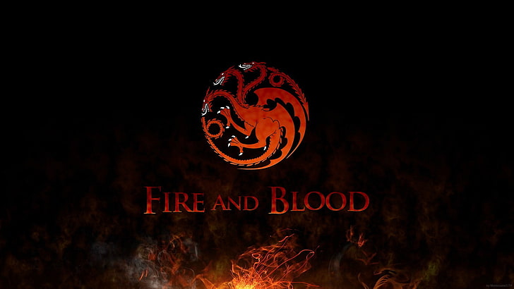 Logo Fire and Blood, Game of Thrones, sigilli, House Targaryen, Sfondo HD