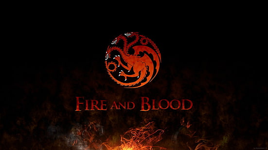 Fire and Blood-logotyp, Game of Thrones, sigils, House Targaryen, HD tapet HD wallpaper