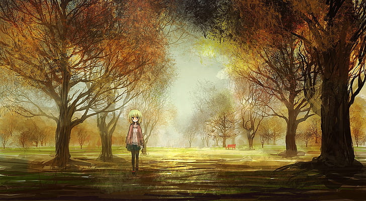 árboles otoño temporada anime anime chicas 1920x1058 Naturaleza Estaciones  HD Arte, Fondo de pantalla HD | Wallpaperbetter