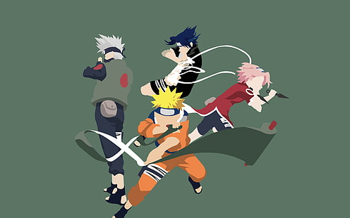 Anime, Naruto, Kakashi Hatake, Naruto Uzumaki, Sakura Haruno, Sasuke Uchiha, HD wallpaper HD wallpaper