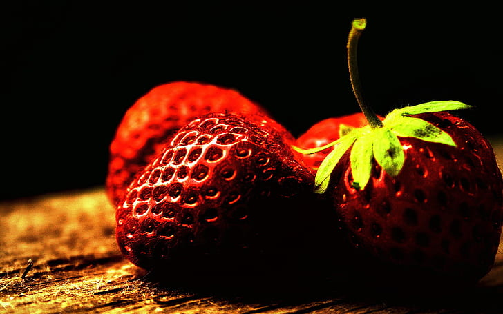 Fruits riches en vitamines, photographie rapprochée de fraises, fruits, fraises, photographie, Fond d'écran HD