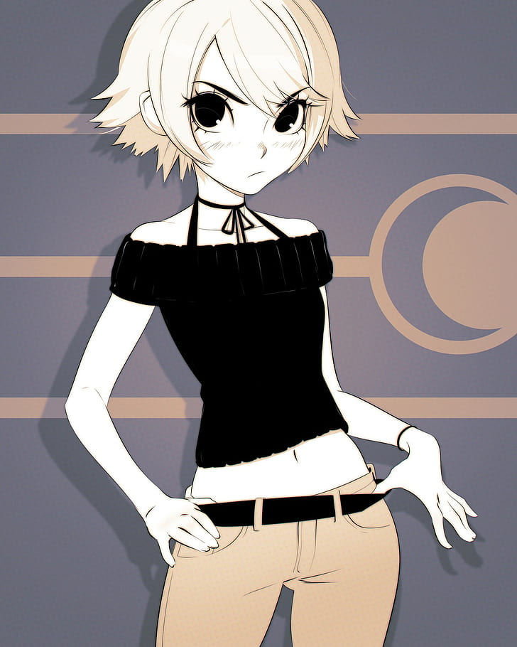 Anime, chicas anime, cabello corto, cabello blanco, ojos negros, Fondo de  pantalla HD | Wallpaperbetter