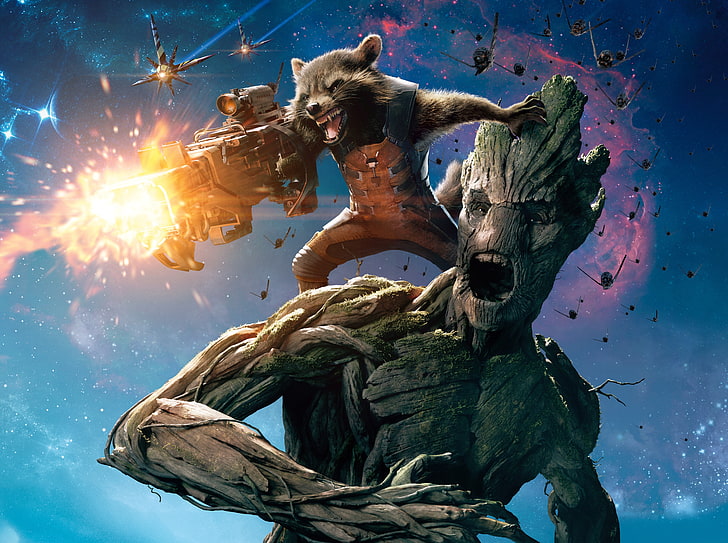 Guardians Of The Galaxy Groot And Rocket Raccoon, Guardians of the Galaxy Groot and Rocket Raccoon wallpaper, Movies, Other Movies, Rocket, Raccoon, guardians of the galaxy, Groot, HD wallpaper