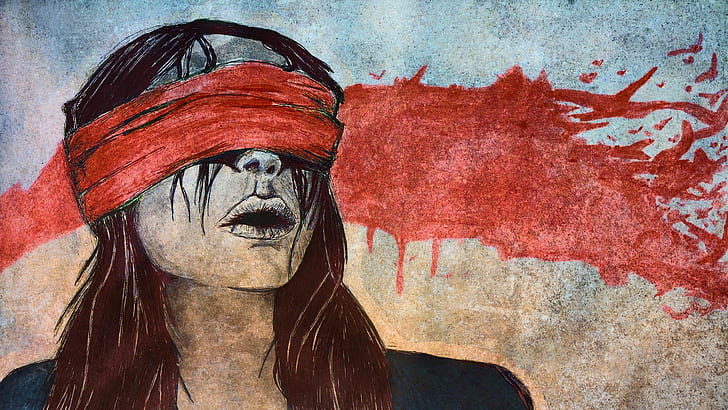 artwork, women, blindfold, HD wallpaper