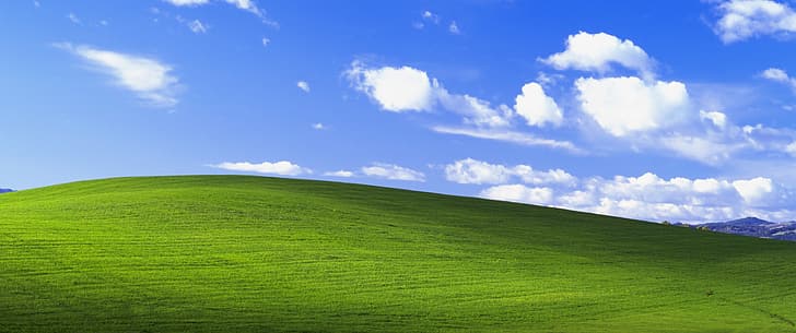 bliss, Windows XP, landskap, moln, ultrabred, HD tapet