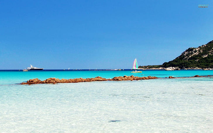 Korsika Denizi, plaj, Korsika, huzurlu, kum, doğa ve manzara, HD masaüstü duvar kağıdı