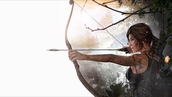 Lara Croft, Rise of the Tomb Raider, use bow, Lara, Croft, Rise, Tomb, Raider, Use, Bow, Fondo de pantalla HD HD wallpaper