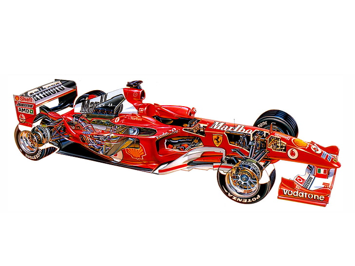 2004, Cutaway, F2004, Ferrari, Formel, Rennen, Rennen, HD-Hintergrundbild
