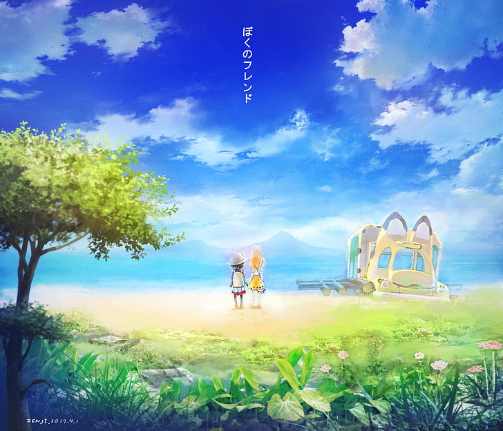 Anime, Kemono Friends, Kaban (Kemono Friends), Nature, Serval (Kemono Friends), HD wallpaper