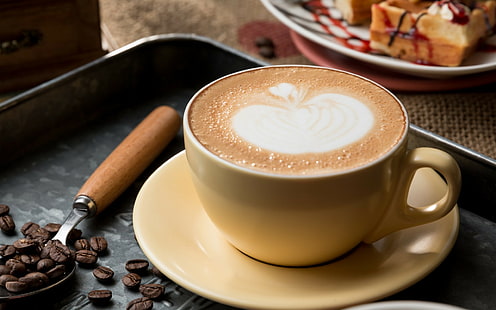 Café, Cappuccino, Espuma, Canela, Milho, HD papel de parede HD wallpaper