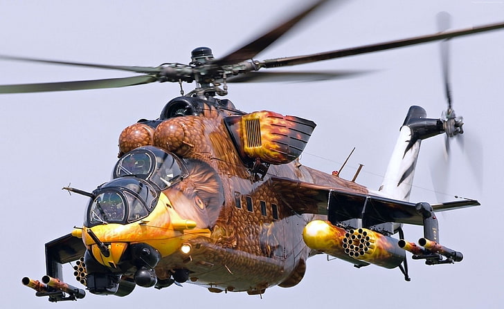 Esercito russo, elicottero da combattimento, aeronautica russa, MI-24, Sfondo HD