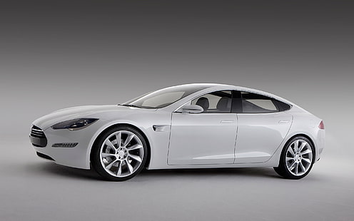 Branco Tesla Model S, Tesla Model S, HD papel de parede HD wallpaper