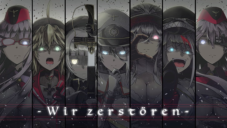 Graf zeppelin azur lune, Tirpitz, Azur Lane, animeflickor, tyska armén, HD tapet