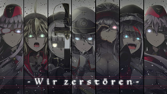 Graf zeppelin azur lune, Tirpitz, Azur Lane, animeflickor, tyska armén, HD tapet HD wallpaper