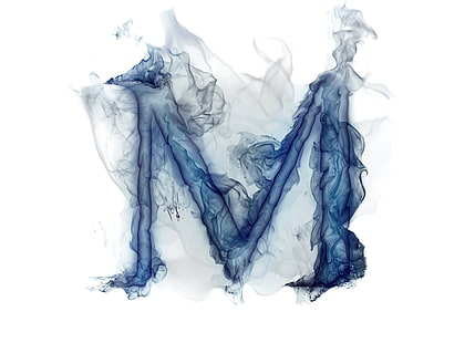niebieska ilustracja M, dym, gaz, litera, litera, Tapety HD HD wallpaper