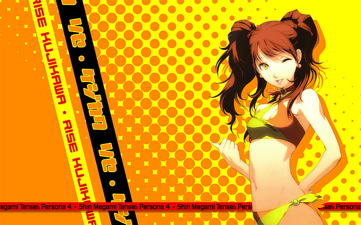 Persona Anime Yellow HD, kvinnlig anime karaktär, tecknad / komisk, anime, gul, persona, HD tapet