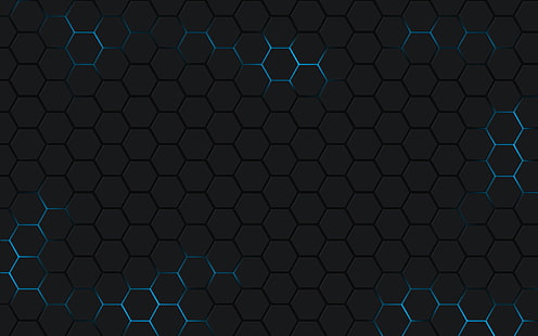 schwarze und blaue Wabentapete, Zusammenfassung, Hexagon, digitale Kunst, Muster, HD-Hintergrundbild HD wallpaper