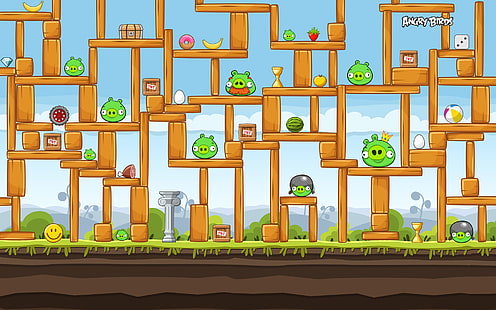 Angry Birds, Green Pigs, Juego, Angry Birds, Green Pigs, Juego, Fondo de pantalla HD HD wallpaper