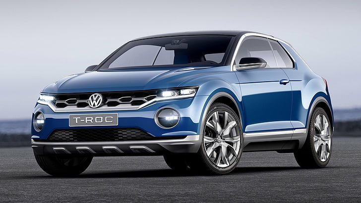 Volkswagen, Volkswagen T-Roc, Blue Car, Car, Concept Car, SUV, Tapety HD