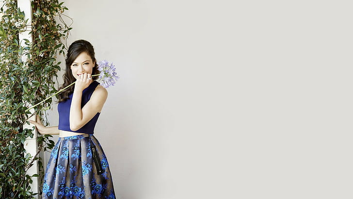 Tatiana Maslany, actress, brunette, floral, dress, women, HD wallpaper