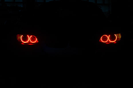 чифт задни светлини на автомобила, светлини, BMW, ангелски очи, e92, светлини за движение, HD тапет HD wallpaper
