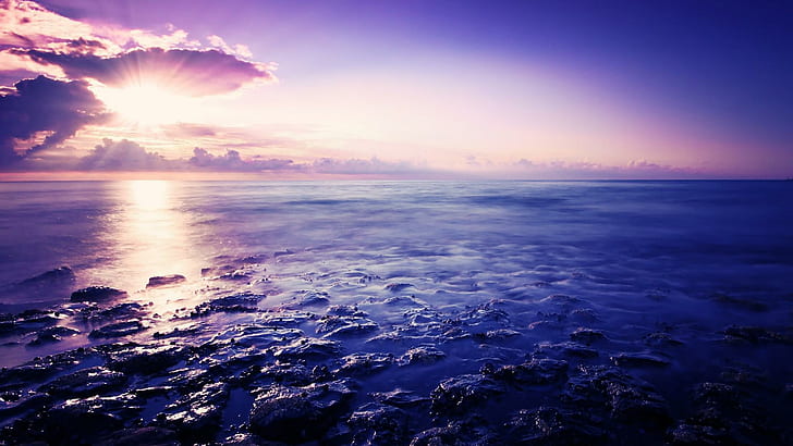 Sunlight Ocean Purple Reflection Bokeh Fonds d'écran, mer - océan, milieux, bokeh, bureau, océan, violet, reflet, lumière du soleil, Fond d'écran HD