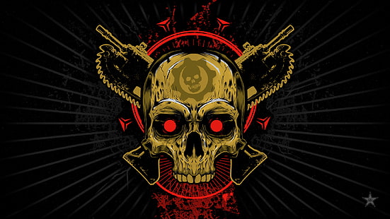 비디오 게임, 두개골, Gears of War, 비디오 게임 아트, 빨간 눈, 뼈, HD 배경 화면 HD wallpaper