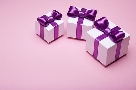  gift, tape, bow, box, pink, present, satin, HD wallpaper HD wallpaper