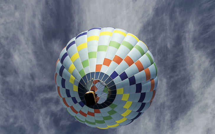 Ballon HD, Heißluftballon des blauen Gelbgrüns, Fotografie, Ballon, HD-Hintergrundbild