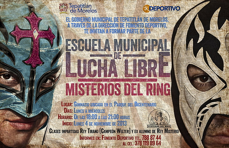 brown and black printed textile, Lucha Libre, poster, school, HD wallpaper