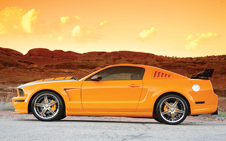 Ford Mustang Gt Zinik Wheels, yellow coupe, Cars, Ford, yellow, HD wallpaper