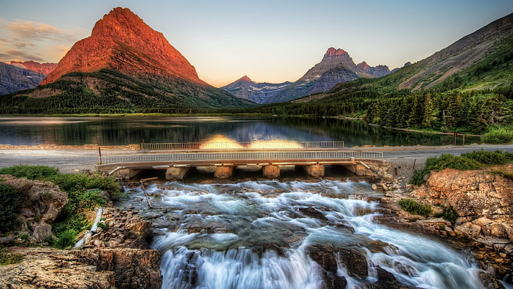 landscape, glacier national park, national park, lake, usa, united states, HD wallpaper