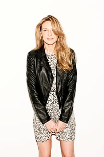 Anna Torv, blonde, Fringe (TV series), actress, women, leather jackets, HD wallpaper HD wallpaper