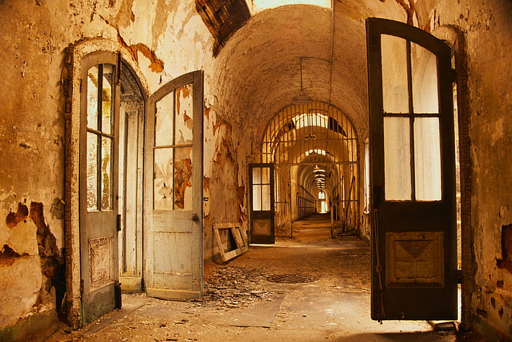 abandoned, apocalyptic, hospital, Prisons, HD wallpaper
