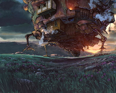 Студия Ghibli Howls Moving Castle аниме, HD обои HD wallpaper