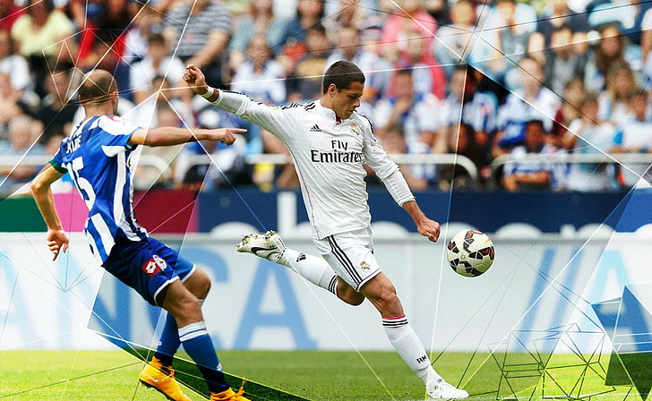 biała koszulka piłkarska męska, Real Madryt, Chicharito, Javier Hernandez, piłka nożna, męska, sport, Tapety HD
