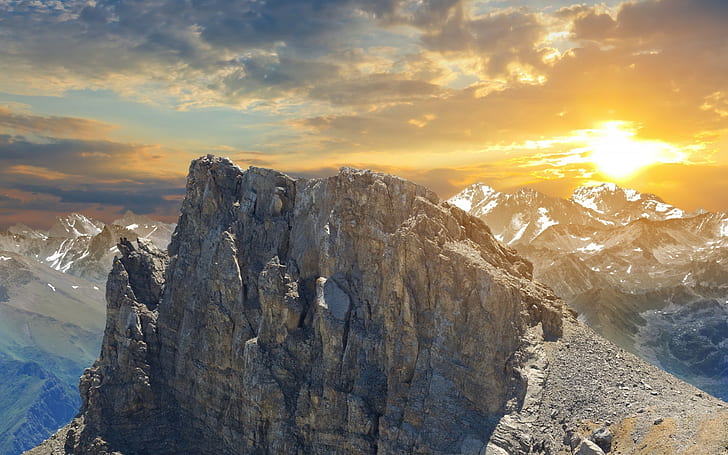 gunung, pemandangan, matahari terbit, Pegunungan Rocky, alam, Wallpaper HD