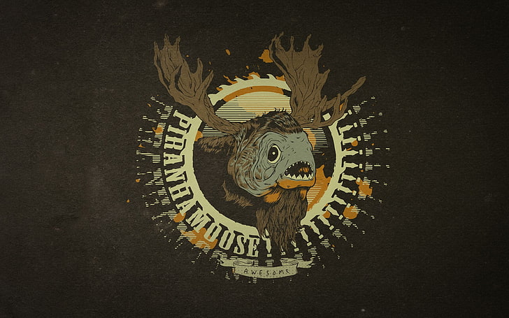 schwarzes und braunes Adlerdruckgewebe, Elch, Fisch, HD-Hintergrundbild