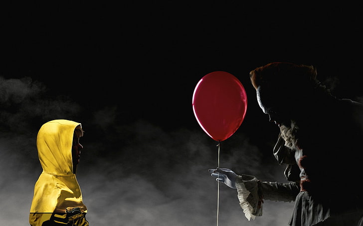 red balloon, Movie, It (2017), Clown, Horror, Pennywise (It), Scary, HD wallpaper