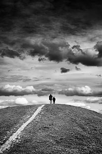 grayscale photography of man and child standing front of clouds on mountain, heavenly body, grayscale, photography, man, child, front, clouds, mountain, monochrome, blackandwhite, schwarzweiß, bw, arts, wetterau, glauberg, Landscape, Outdoor, wolken, lonely, loneliness, silhouette, fineart, minimalism, minimal, linien, lines, büdingen, black And White, outdoors, nature, sky, people, cloud - Sky, one Person, men, rural Scene, HD wallpaper HD wallpaper