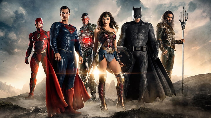 Postacie DC, Liga Sprawiedliwości, Flash, Superman, Cyborg (DC Comics), Wonder Woman, Batman, Aquaman, Gal Gadot, Justice League (2017), Tapety HD
