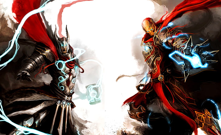 Illustration de Thor et Ironman, Iron Man, merveille, Thor, médiévale, les Vengeurs, Vengeurs, Fond d'écran HD