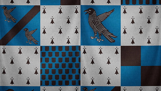 синий и белый текстиль, Гарри Поттер, Равенкло, факультет, HD обои HD wallpaper