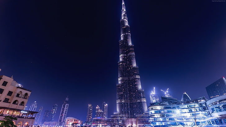 4k, Zjednoczone Emiraty Arabskie, Dubaj, Khalifa Tower, Tapety HD
