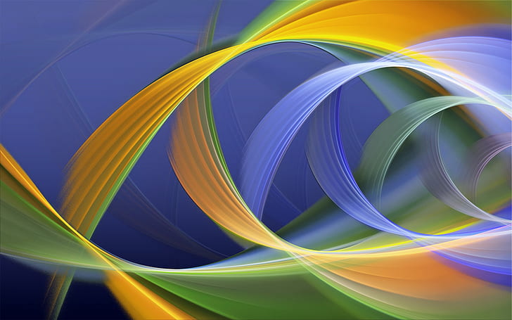 Couleurs lignes rayons, illustration abstraite jaune bleu et vert, charnière, flexion, encre, volume, rayons, lignes, couleurs, résumé, Fond d'écran HD